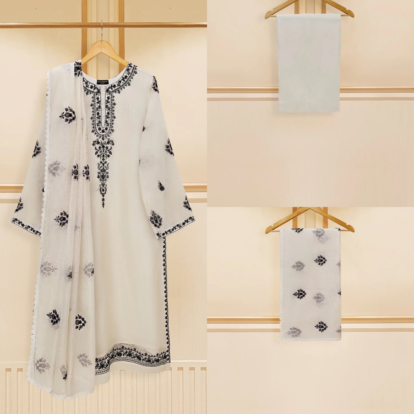 Agha Noor Dress Original 3 Piece Pure Cotton Net