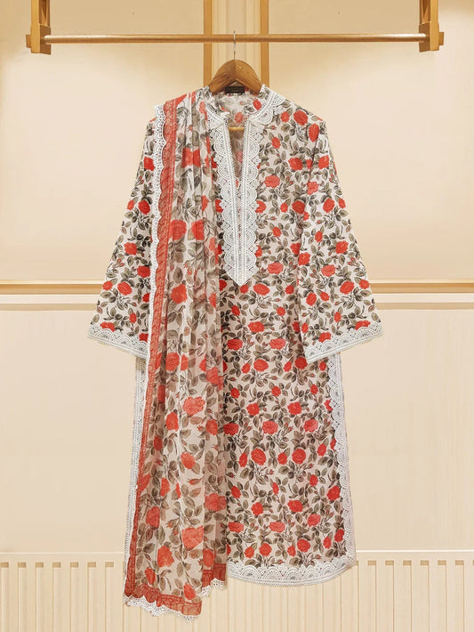 Agha Noor Original 3 Piece Cambric Cotton Dress