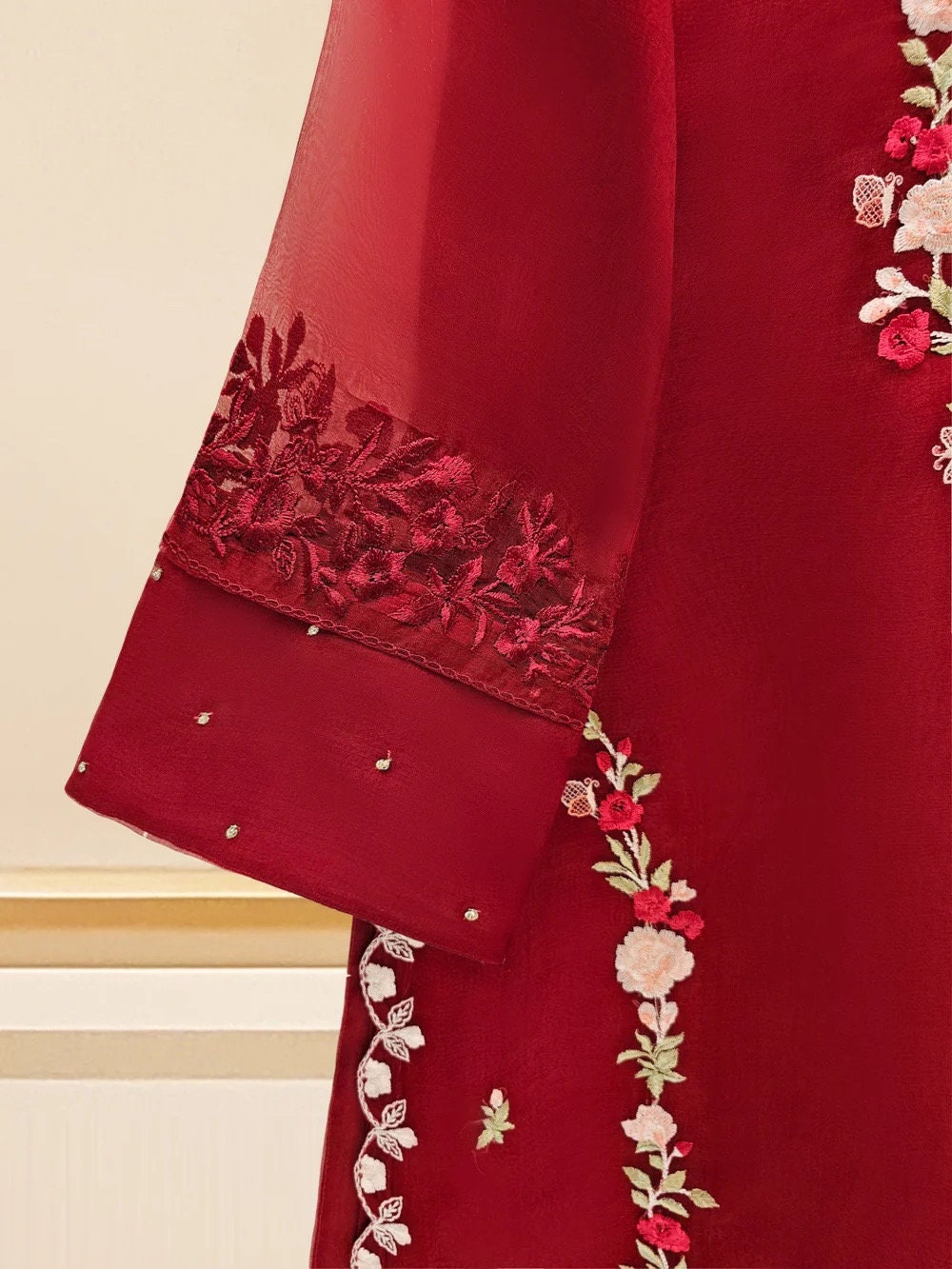Agha Noor 3 Piece - Organza Embroidered Suit
