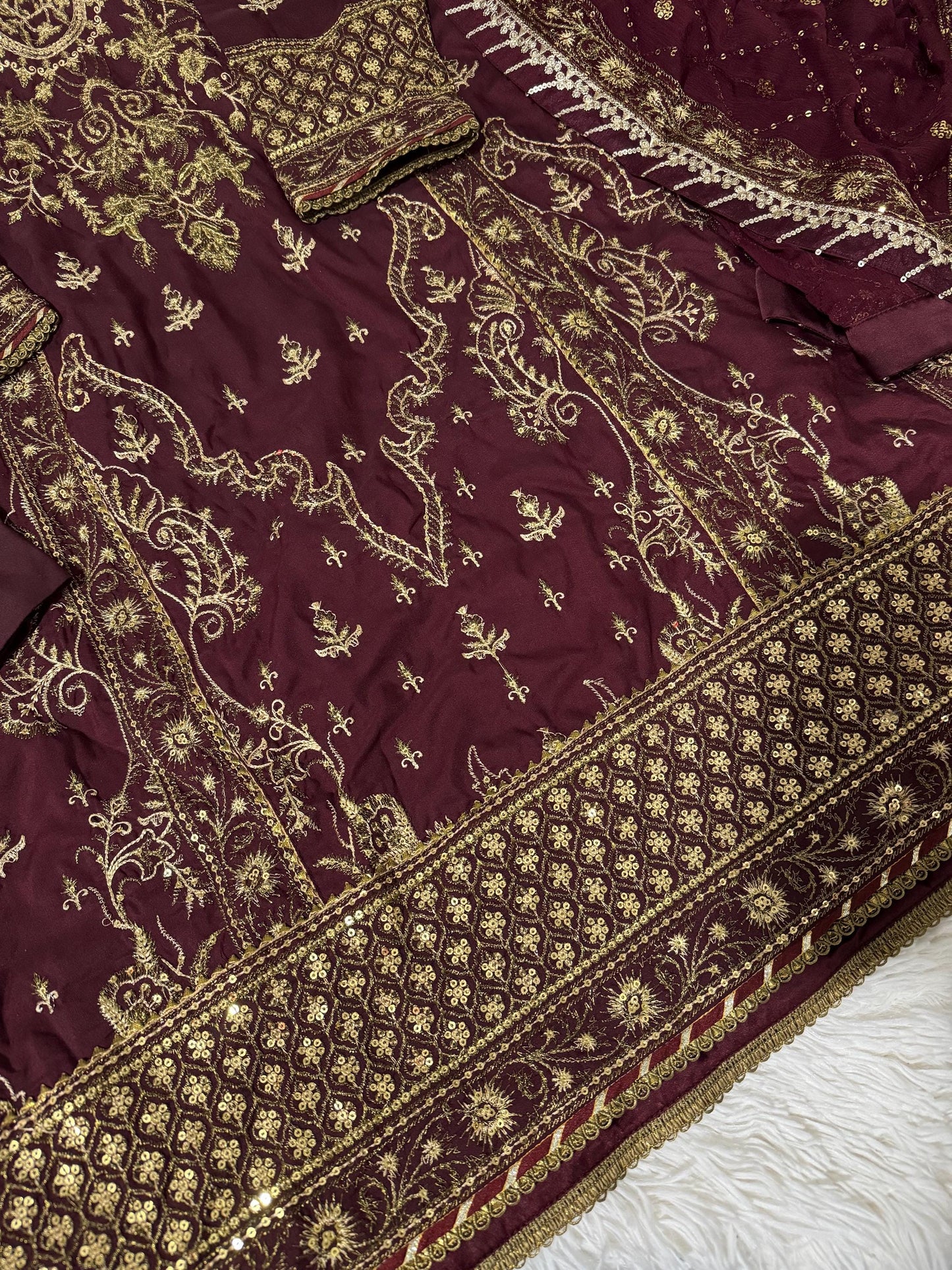 Asim Jofa Original Twisted Silk Embroidered Pakistani Designer Wear Size Large