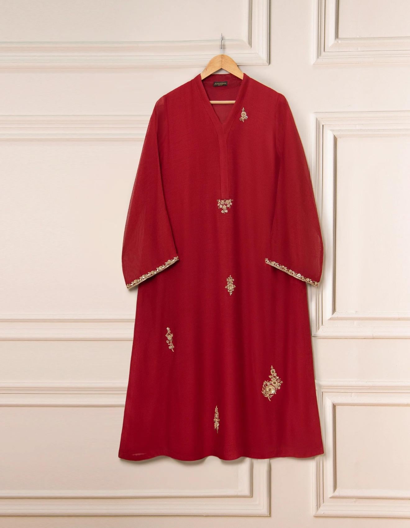 3 Piece - Pure Cotton Net Embroidered Dress S111325