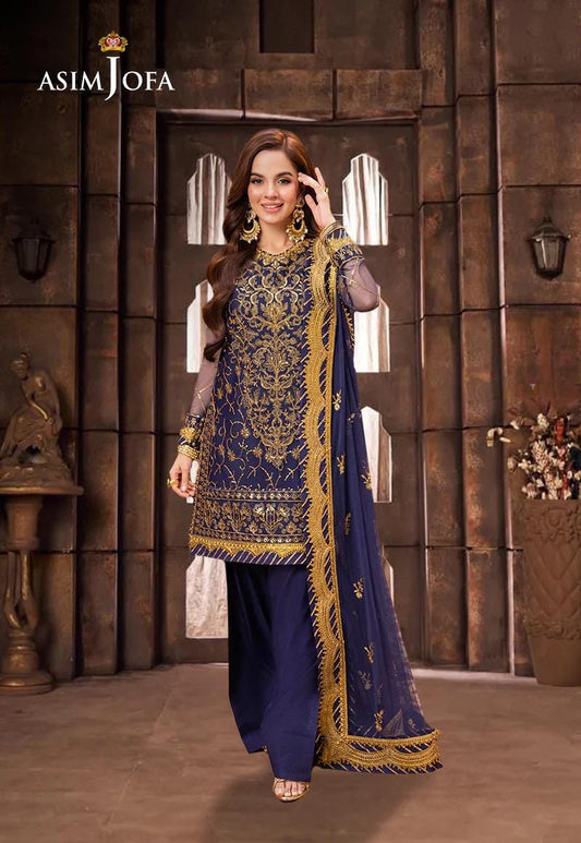 Asim Jofa Original Net Embroidered Dress Pakistani Designer Wear