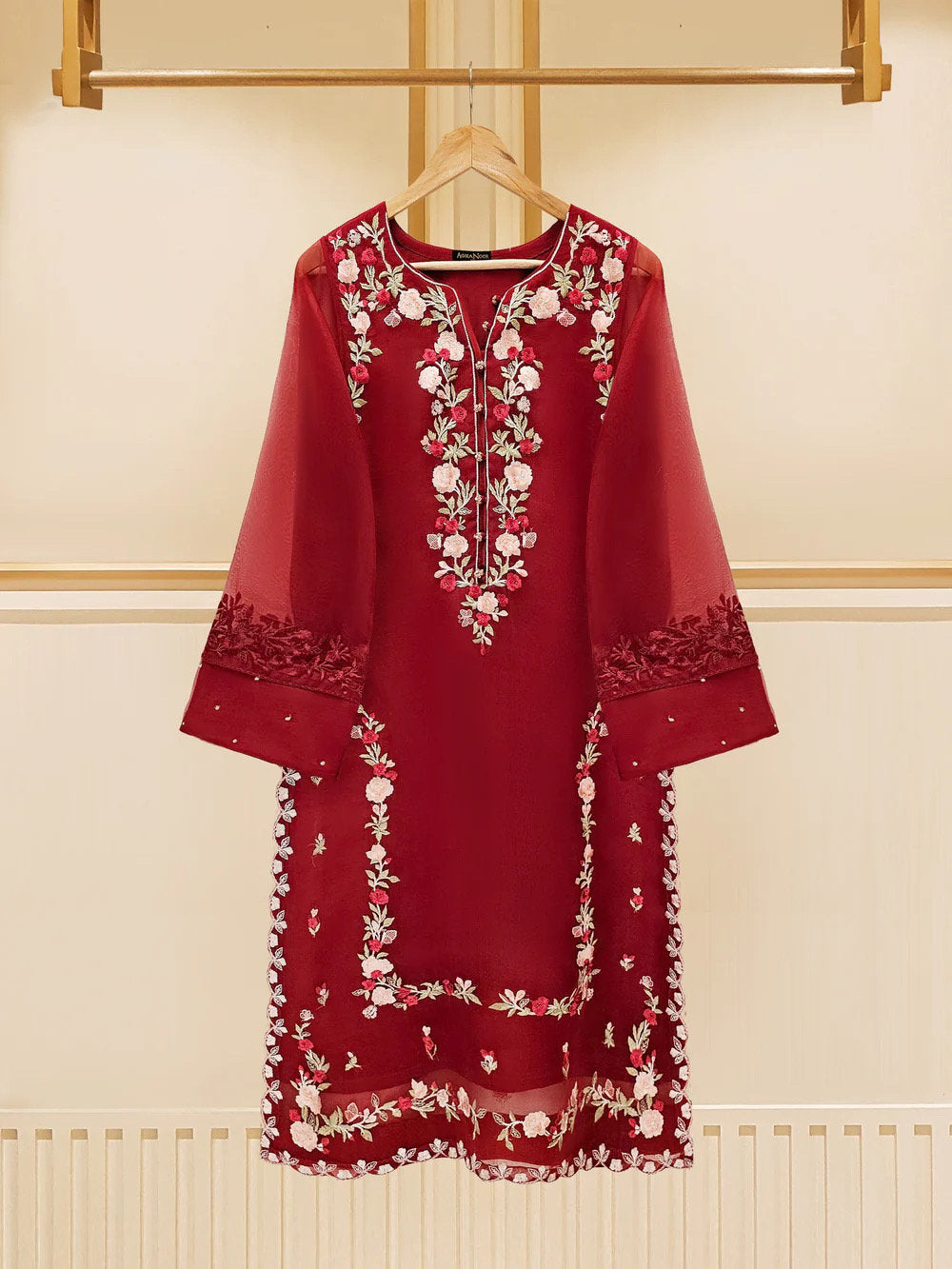 Agha Noor 3 Piece - Organza Embroidered Suit